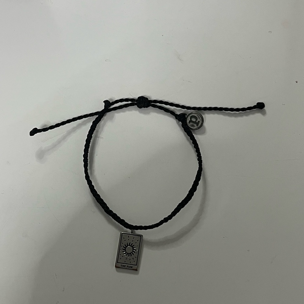 Black Braided Bracelet with Sun Charm